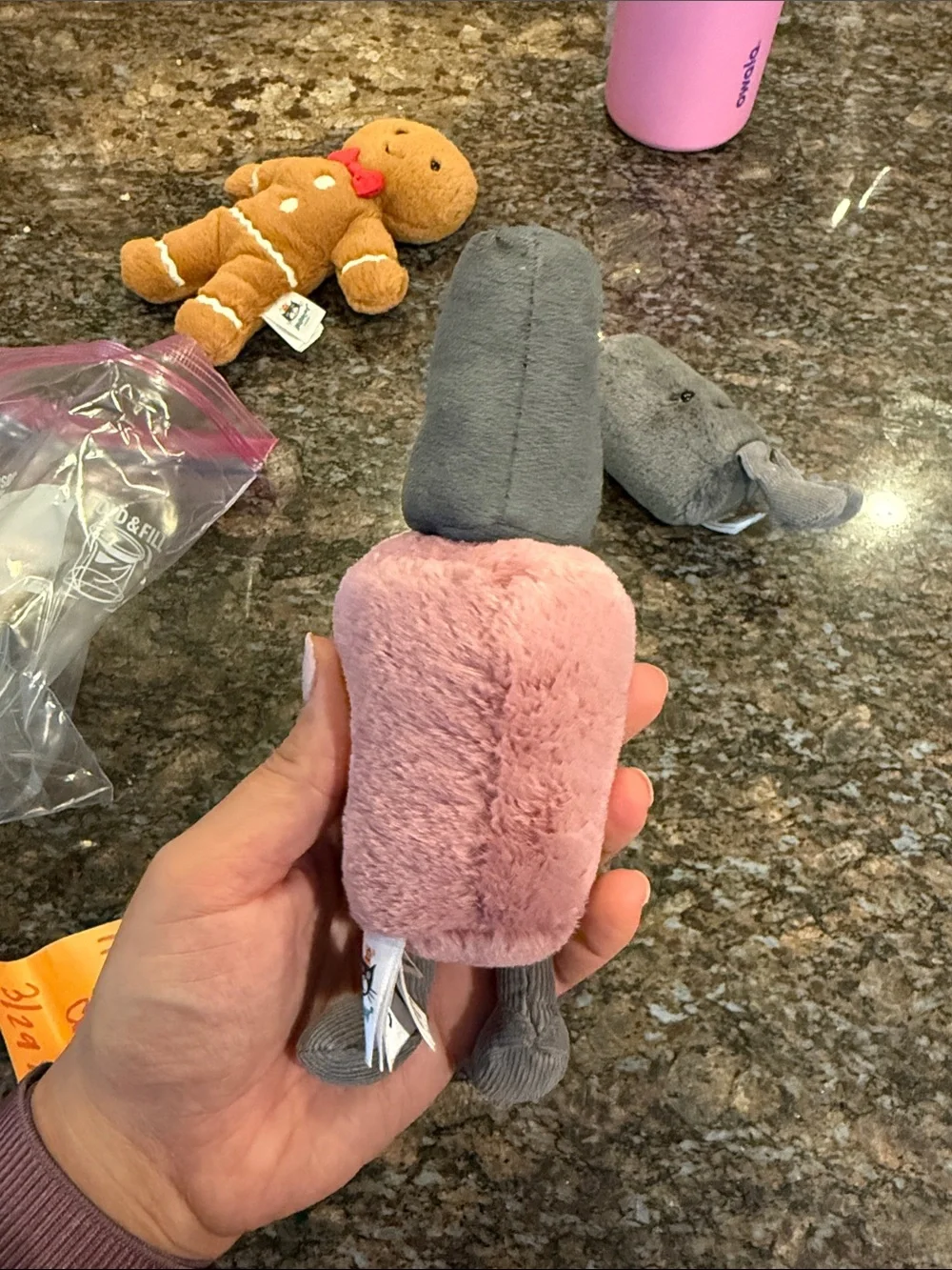 Jellycat Plush Lipstick Pair in Pink and Gray